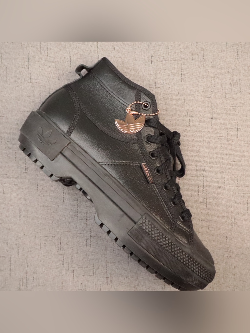 NEW Adidas Nizza Trek Black Leather Rose Gold Women’s Size 7.5